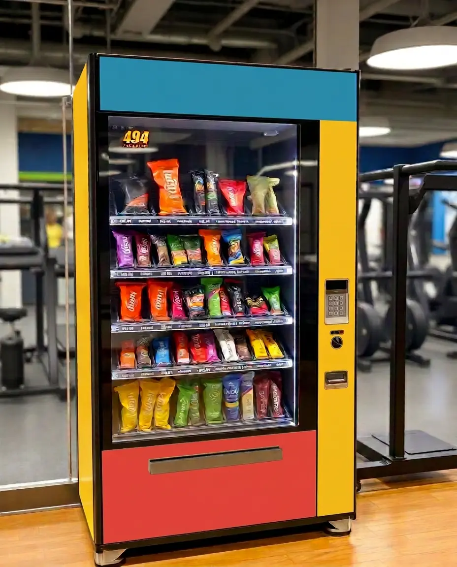Snack Parrot vending machine in a Wayne gym